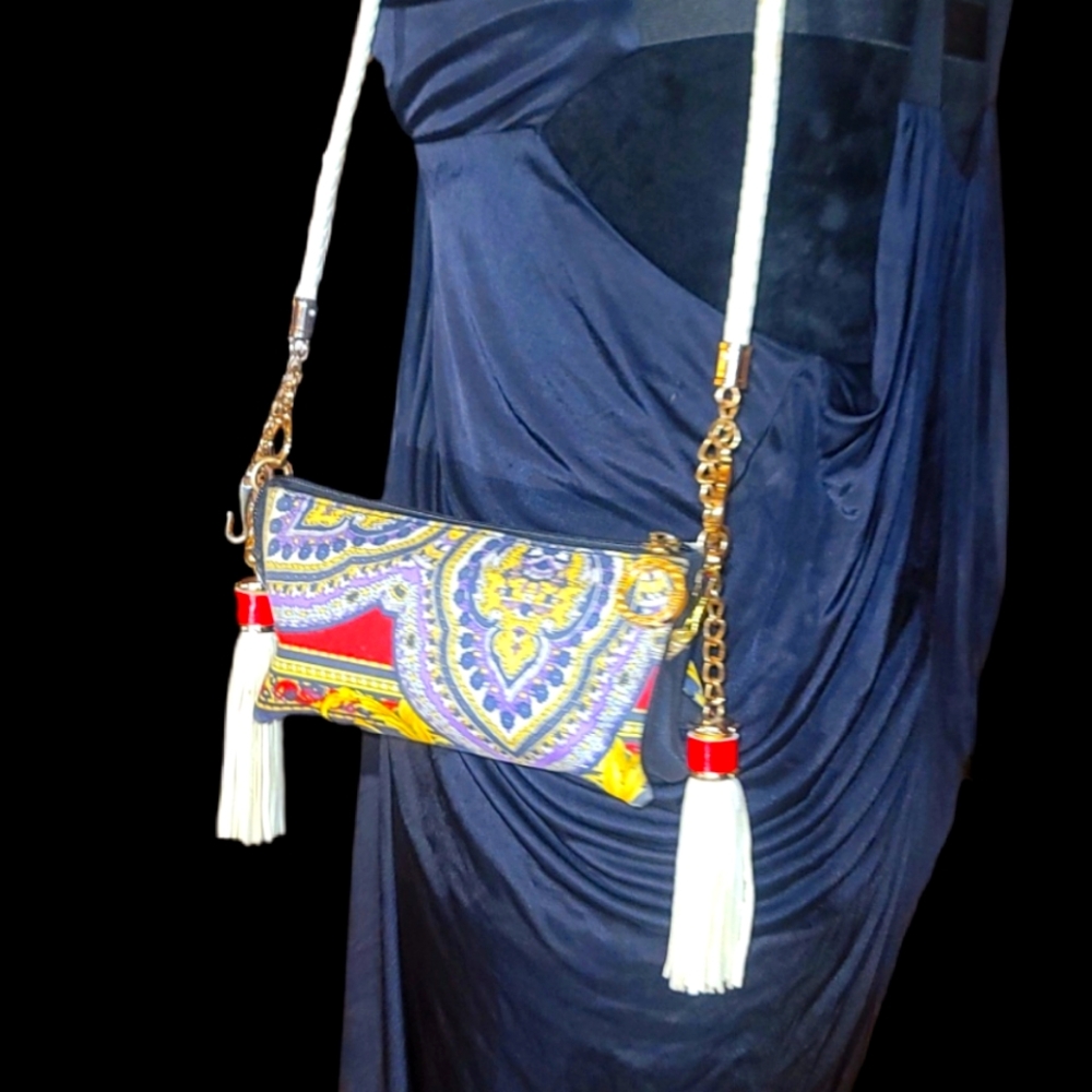 Versace Upcycled Baroque Crossbody Handbag 18K Gold Hardware One‑of‑a‑Kind